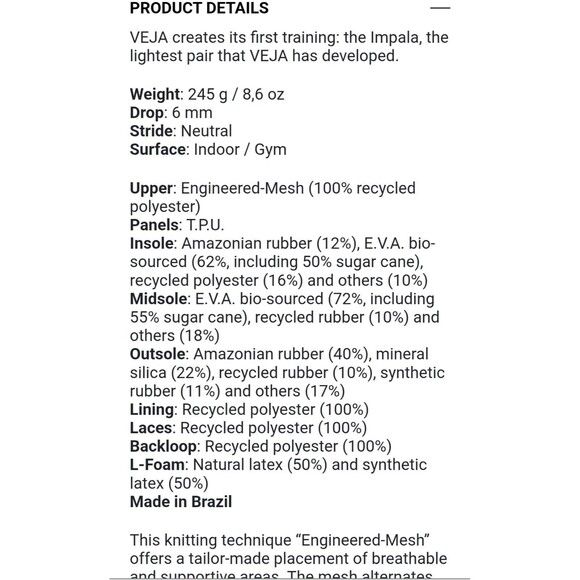 WOMEN IMPALA VEJA ENGINEERED MESH Eggshell White Training Sneakers Shoes Sz 9 40 - Picture 9 of 9